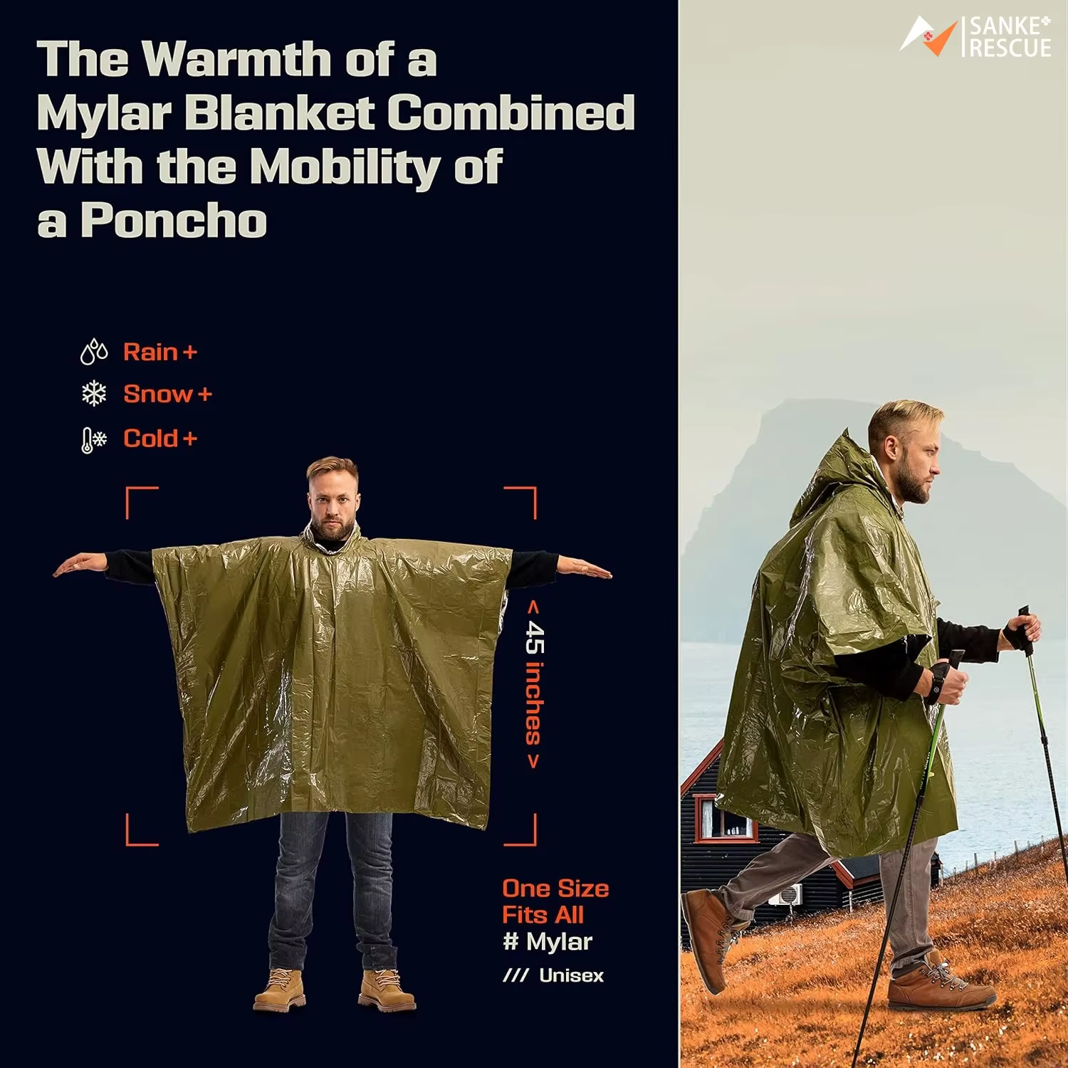 3-in-1 Military Rain Poncho